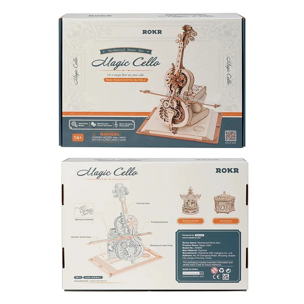 Aevum 3D Wooden Mechanical Cello Music Box Puzzle