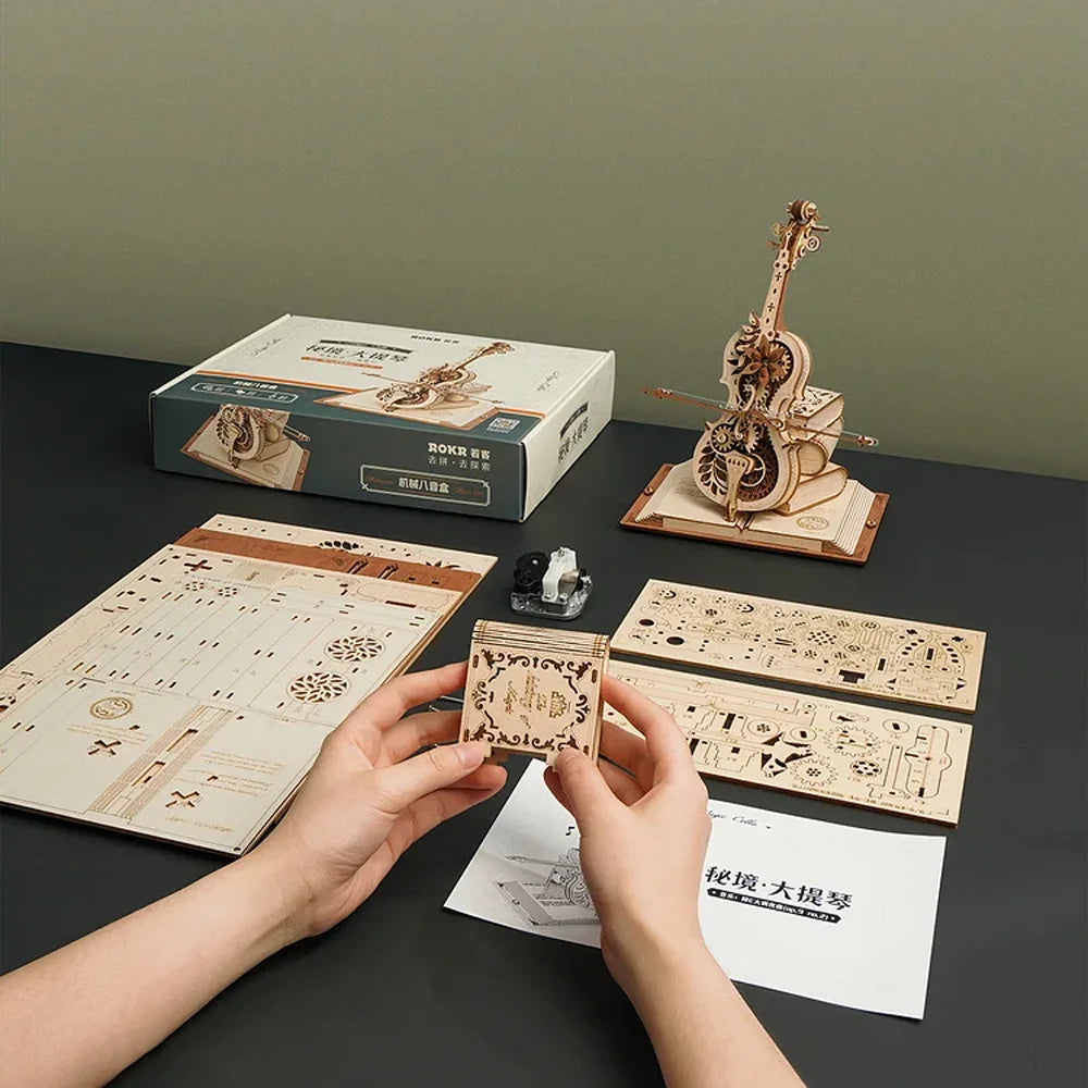 Aevum 3D Wooden Mechanical Cello Music Box Puzzle